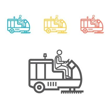Cleaning machine line icon. Floor care and cleaning service. Vector sign for web 스톡 일러스트