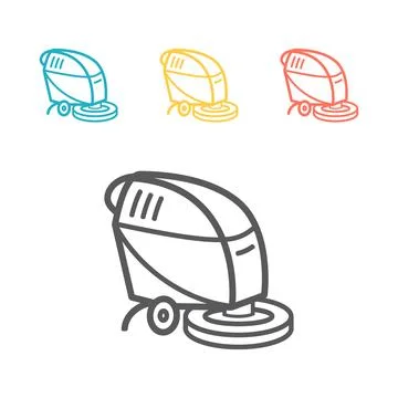 Cleaning machine line icon. Floor care and cleaning service. Vector sign for web 스톡 일러스트