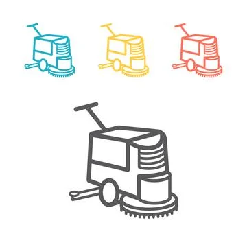 Cleaning machine line icon. Floor care and cleaning service. Vector sign for web 스톡 일러스트