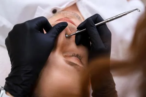 Cleaning man face. Foto stock