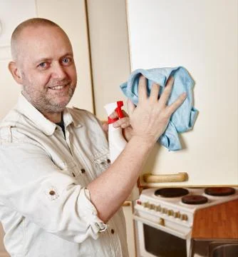 Cleaning man Foto stock