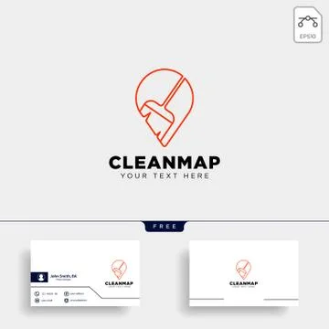 Cleaning map location navigator logo template vector illustration Stock Illustration