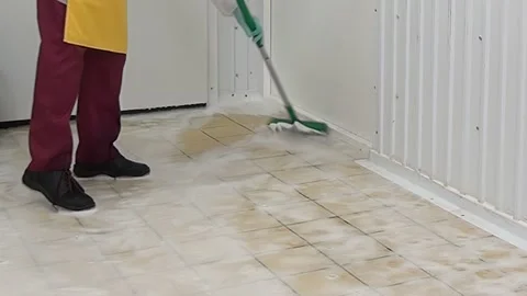 Cleaning up the Mess Aboard the Ship's Kitchen at Noon Stock Footage 320138702