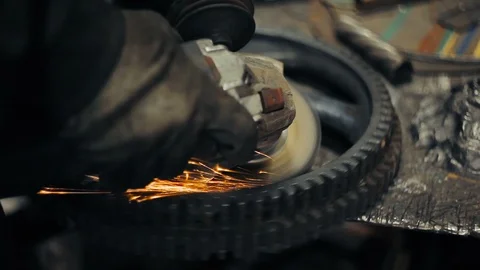 Cleaning the metal gear from rust Stock Footage 101023271