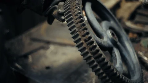 Cleaning the metal gear from rust Stock Footage 101023423