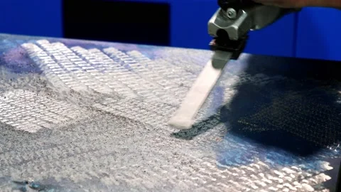 Cleaning metal with a pneumatic chisel Stock Footage 197936924