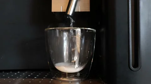 Cleaning Modern Coffee Machine with Hot Water Stock Footage 194012165