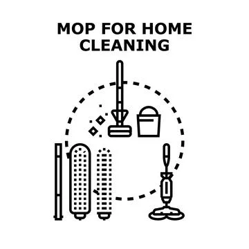 Cleaning mop tools and equipment for home hygiene Stock Illustration