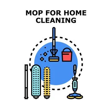 Cleaning mop tools and equipment for home hygiene Stock Illustration