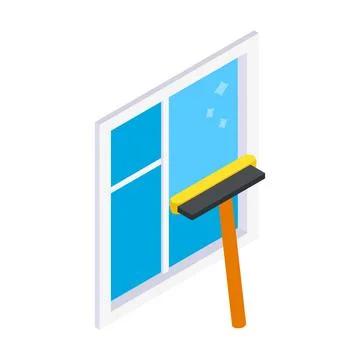 Cleaning mop window isometric 3d icon Stock Illustration