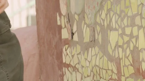 Cleaning mosaic wall Stock Footage 82232595