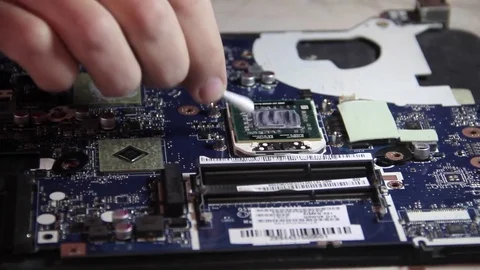 Cleaning the motherboard notebook Stock Footage 71521683