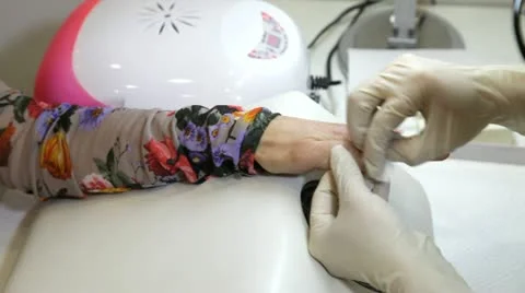 Cleaning nail extensions Stock Footage 21517727