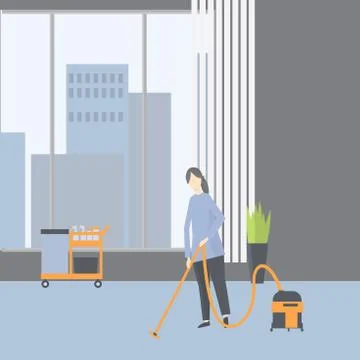 Cleaning in the office. Vector illustration Stock Illustration