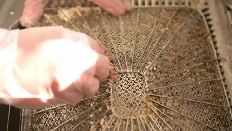 Cleaning an oily filter hood Stock Footage 307072404