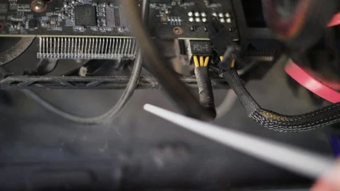 Cleaning old computer Stock Footage 96107313