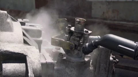Cleaning old manual transmission from a front-wheel drive car for repair Stock Footage 336168853