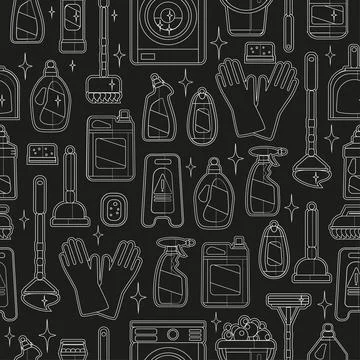 The cleaning pattern. Cleaning items. Silhouettes. Purity. Stock Illustration