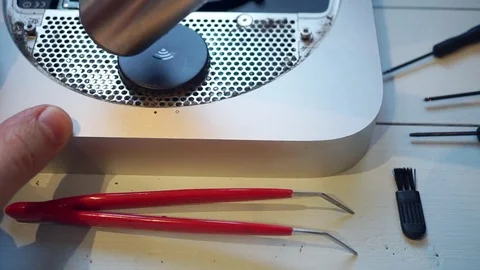 Cleaning personal computer with vacuum cleaner Stock Footage 78101762