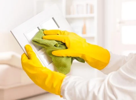 Cleaning photo frame Stock Photos