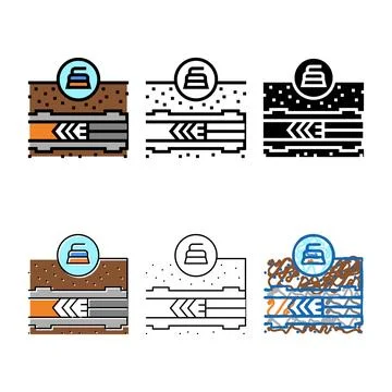 Cleaning pipeline construction multistyle technology color icon vector Stock Illustration