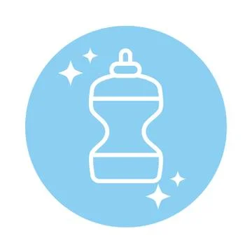 Cleaning, plastic bottle liquid soap domestic hygiene block color style icon Stockillustratie