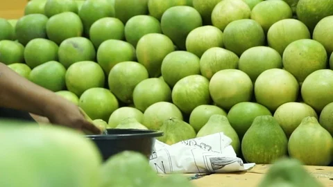 Cleaning pomelo Stock Footage 126231473