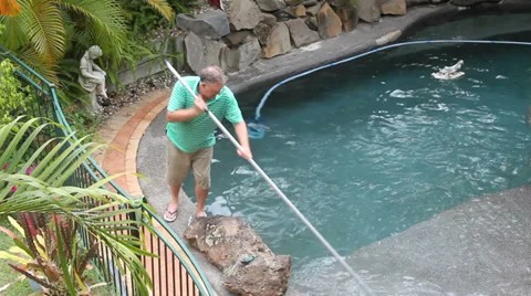 Cleaning Pool Corner Video stock 34492551