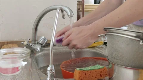 Cleaning of potatoes from contamination Stock Footage 142281921