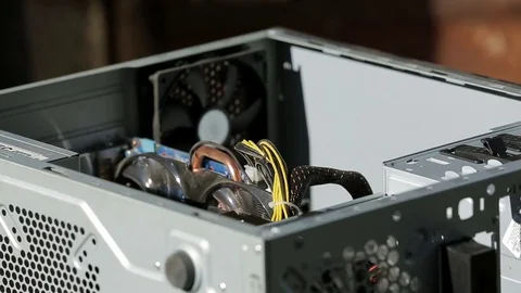 Cleaning the power supply unit from dust Stock Footage 81335721