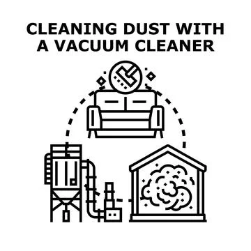 Cleaning premises dust with a vacuum system concept Stock Illustration