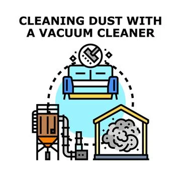 Cleaning premises dust with a vacuum system concept Stock Illustration