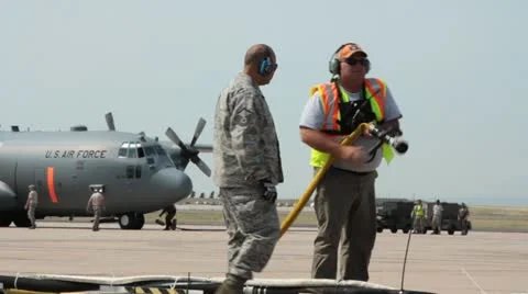 Cleaning prep for air force aircraft (HD) c 스톡 동영상 11896782