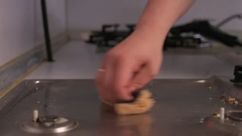 The Cleaning Process in a Kitchen with Highly Effective and Practical Solutions Stock Footage 310384328