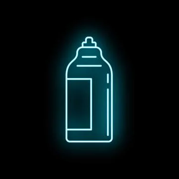 Cleaning product bottle displaying glowing neon outline イラスト素材