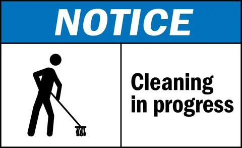 Cleaning in progress sign. Stock Illustration