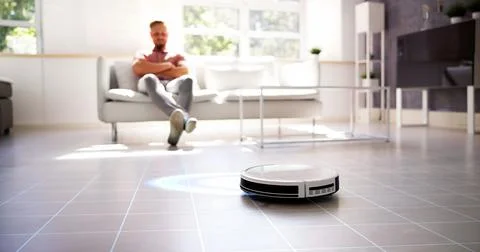 Cleaning Robot Technology With Intelligence Stock Photos