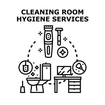 Cleaning room hygiene services vector concept illustration Stock Illustration
