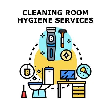 Cleaning room hygiene services vector concept illustration Stock Illustration
