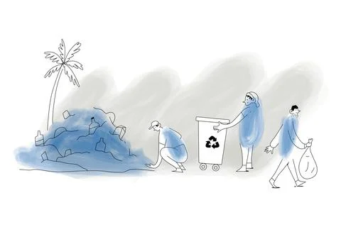 Cleaning Rubbish Illustration Stock Illustration