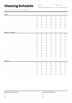 Cleaning schedule planner checklist template Stock Illustration