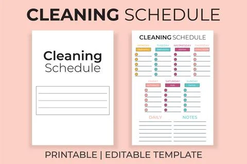 Cleaning Schedule Printable and Editable Template Stock Illustration