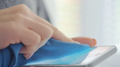 Cleaning screen on smart phone. Stock Footage 82291448