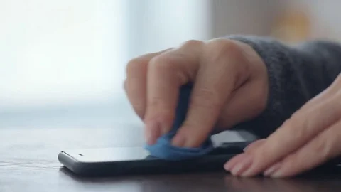 Cleaning screen on smart phone. Stock Footage 82291620