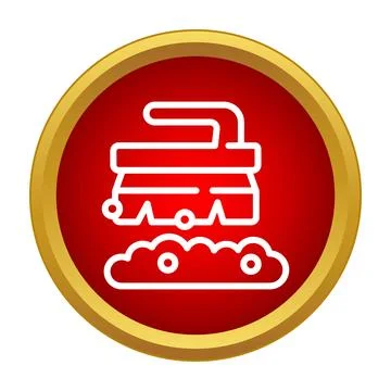 Cleaning scrub brush with foam icon in red circle Stock Illustration