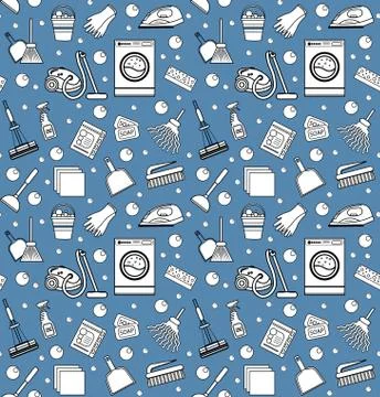 Cleaning seamless pattern.  endless background, texture, wallpaper. Vector Stock Illustration
