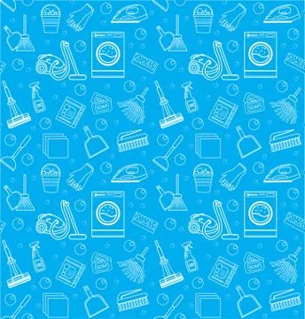 Cleaning seamless pattern.  endless background, texture, wallpaper. Vector Stock Illustration