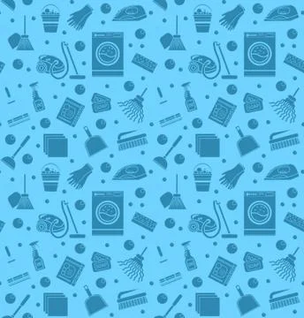 Cleaning seamless pattern.  endless background, texture, wallpaper. Vector Stock Illustration
