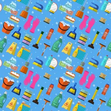 Cleaning  seamless pattern Illustrazione stock