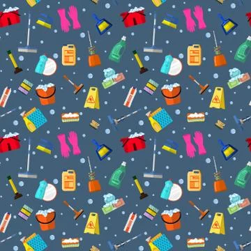 Cleaning  seamless pattern Stock Illustration